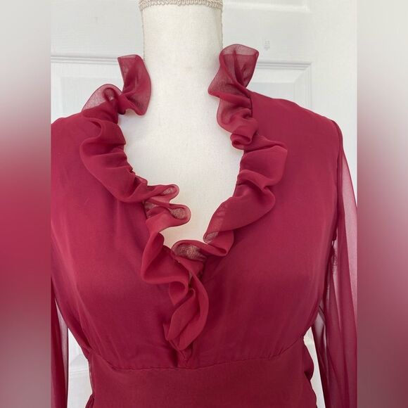 B. Altman 60s/70s Burgundy Hostess Maxi Dress - Picture 6 of 13